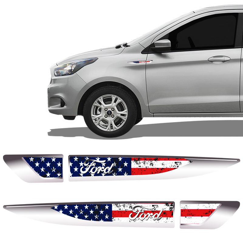 Adesivo Aplique Lateral Ford USA Estilizado Emblema Resinado