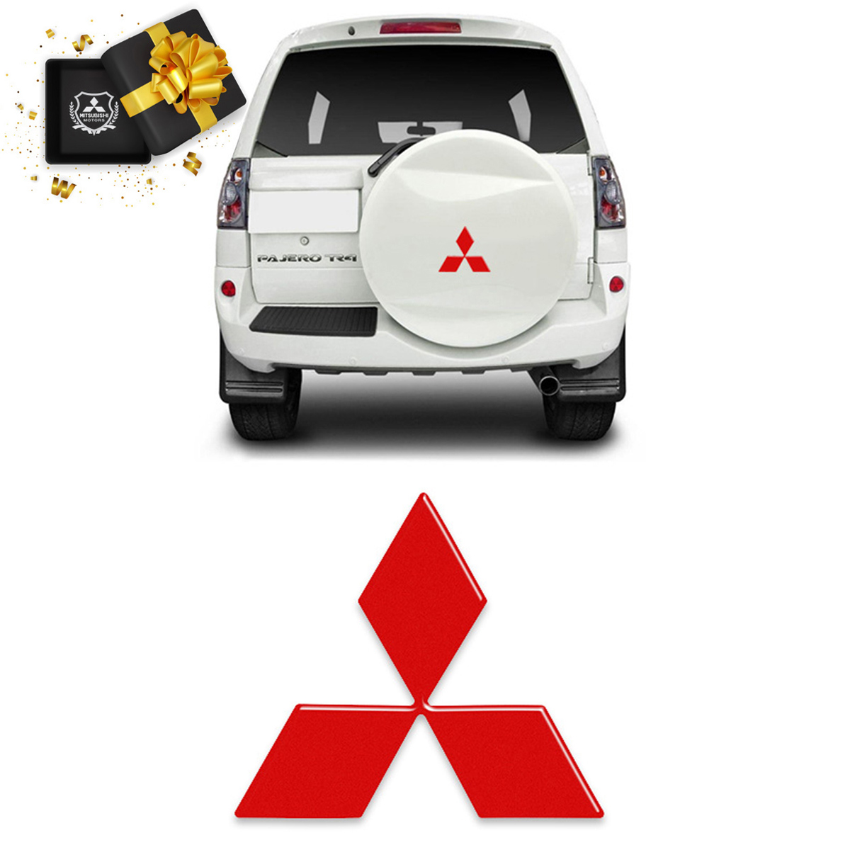 Adesivo Estepe Pajero Tr4 Logo Mitsubishi Refletivo Resinado