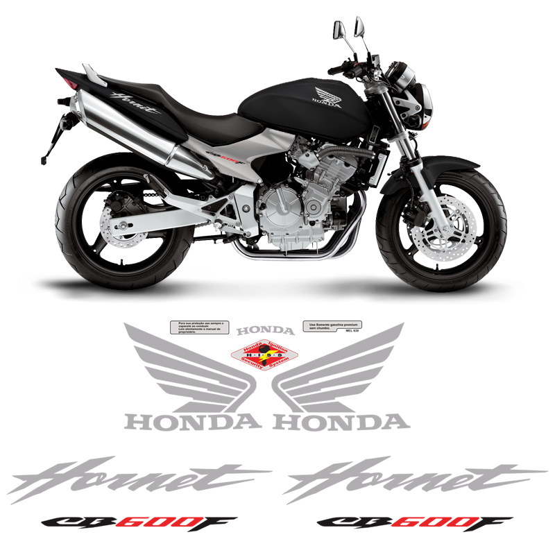 Adesivo Moto Honda Cb600f Hornet Faixa Tanque Prata/Vermelho