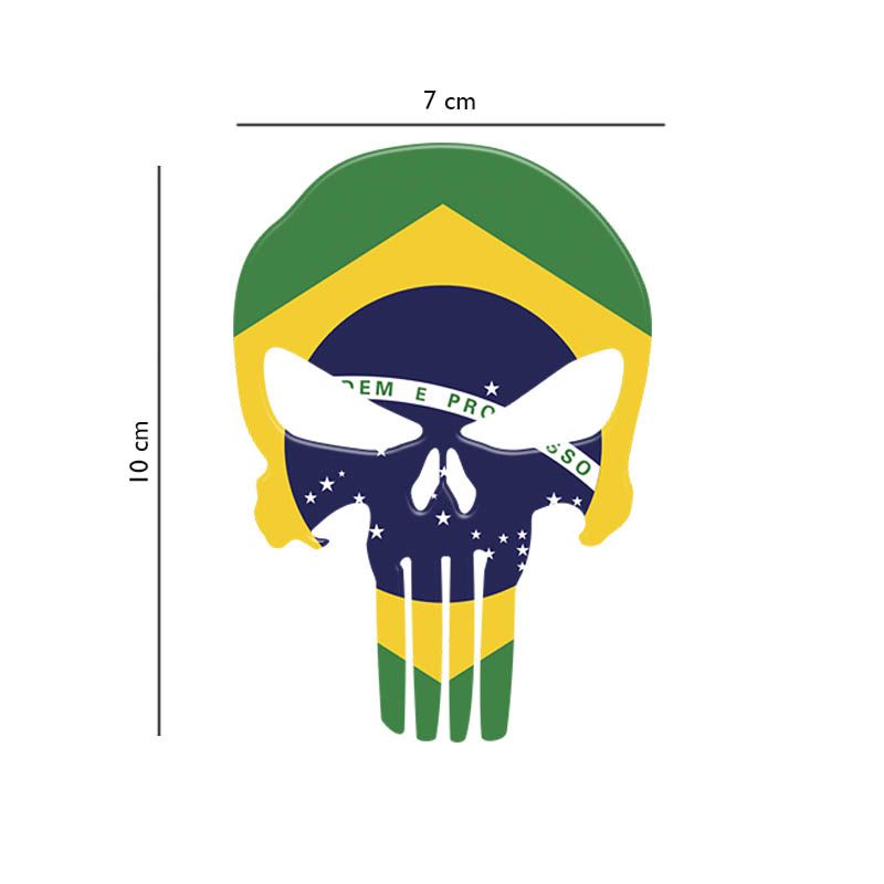 Adesivo Resinado Caveira O Justiceiro Bandeira Brasil Carro Moto