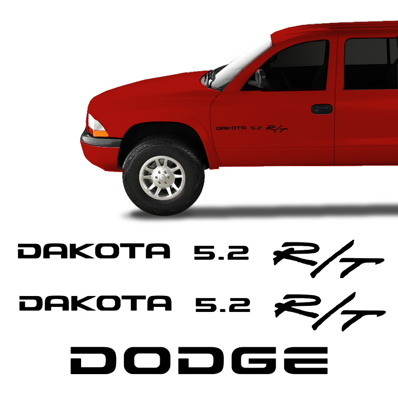 Adesivos Dakota 5.2 R/T Dodge Emblema Lateral/Traseiro Preto