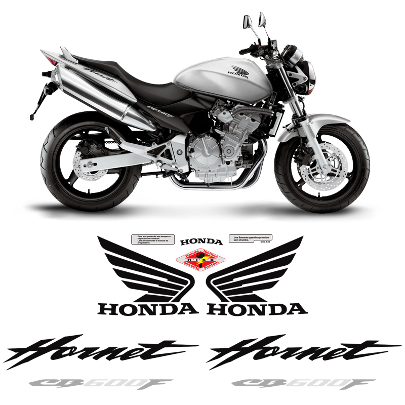 Adesivos Moto Honda Cb600f Hornet Faixa Tanque Preto/Branco