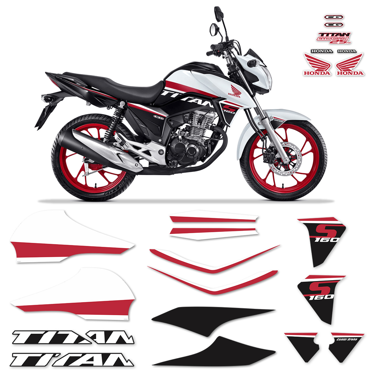 Adesivos Para Moto Honda CG Titan 160S 2020 Especial 25 Anos