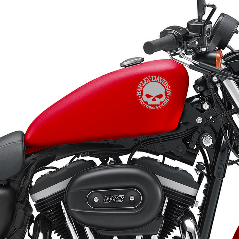 Adesivos Tanque Harley Davidson Motor Cycles Caveira Prata