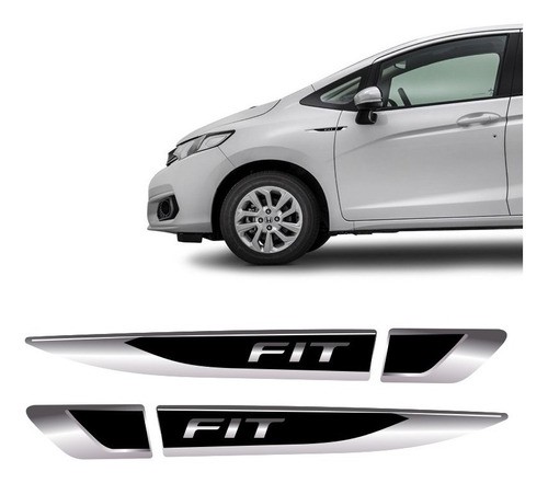 Aplique Lateral Honda Fit 2015/2021 Emblema Resinado Cromado