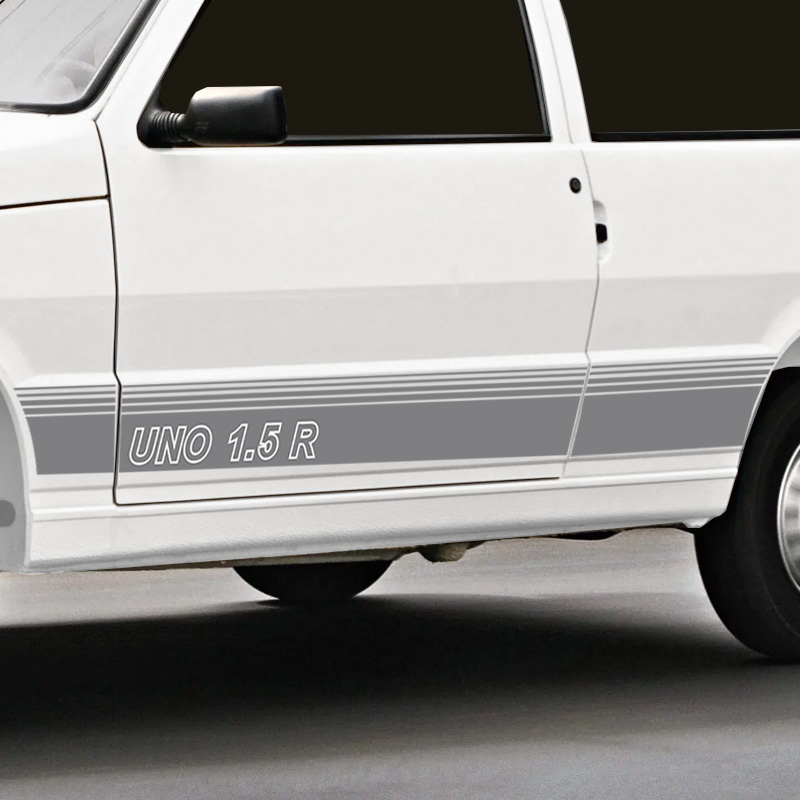 Faixa Fiat Uno 1.5 R 1989 Adesivo Lateral/Traseiro Branco