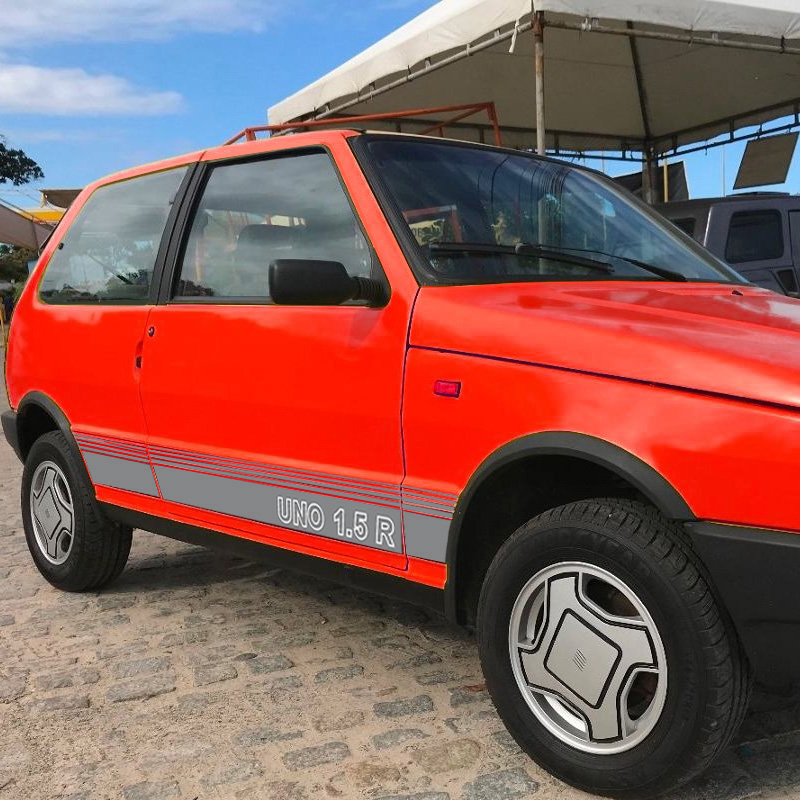 Faixa Fiat Uno 1.5 R 1989 Adesivo Lateral/Traseiro Vermelho