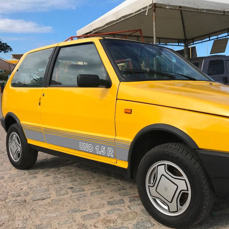 Faixa Fiat Uno 1.5 R 1989 Adesivo Modelo Original Amarelo