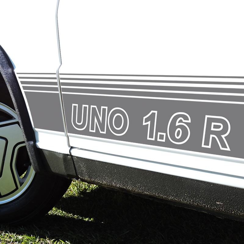 Faixa Fiat Uno 1.6 R 1990 Adesivo Lateral/Traseiro Branco