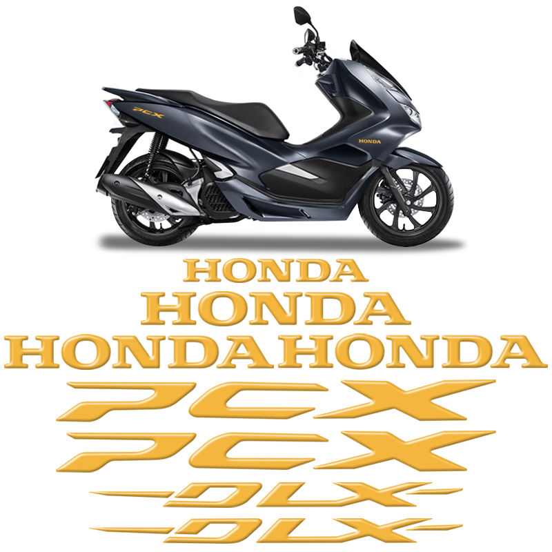 Jogo Adesivos Completo Moto Honda DLX PCX Emblemas Dourado