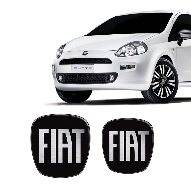 Kit 2 Adesivos Emblema Fiat Preto Black Punto 2007 Até 2017