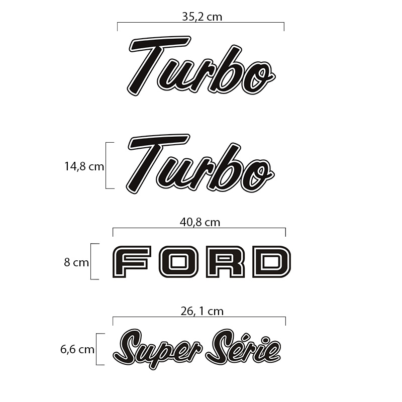 Kit Adesivo F-1000 1993/1995 Emblemas Ford Turbo Super Série
