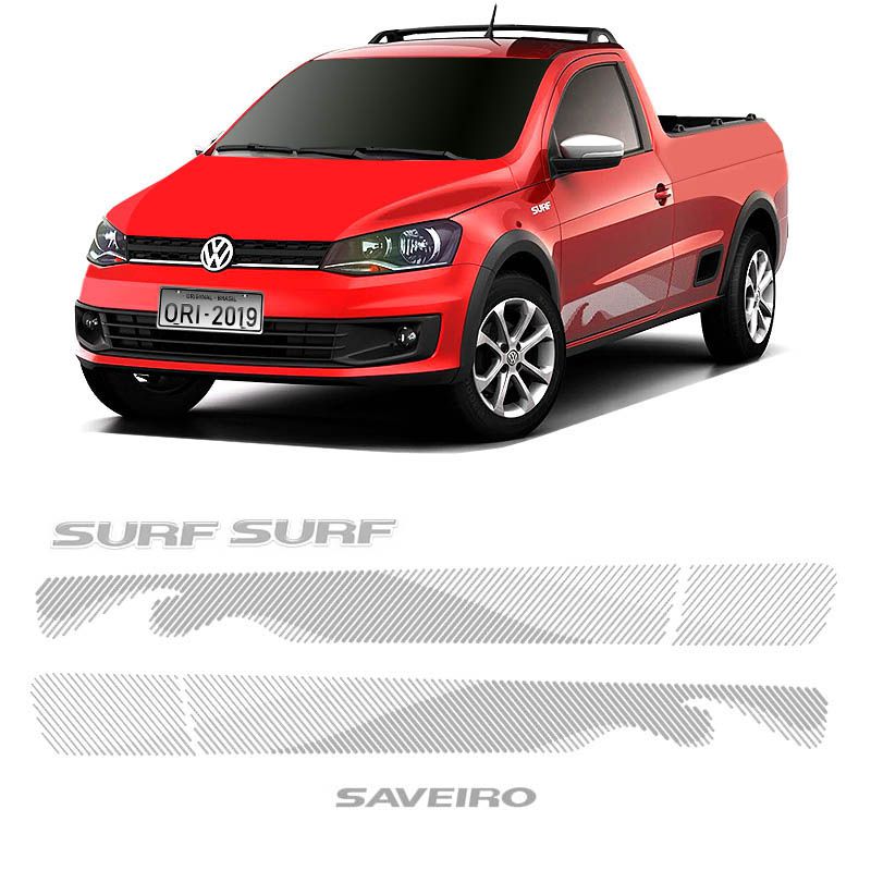 Kit Adesivo Faixa Saveiro Surf 2015/2016 Prata Modelo Original