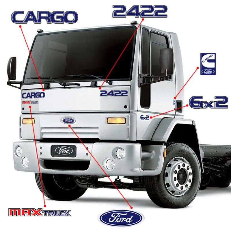 Kit Adesivos Cargo 2422 Max Truck 6x2 Emblema Caminhão Ford