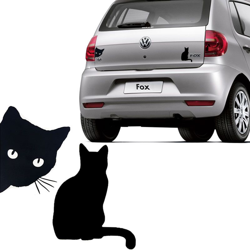 Kit Adesivos Emblema Gato Lateral e Gato de costas Preto