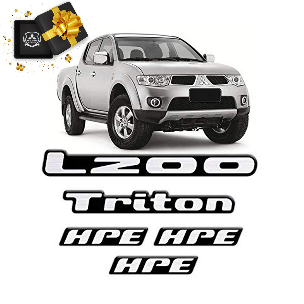 Kit Adesivos Emblema L200 Triton Hpe V6 Flex 2010 Resinados