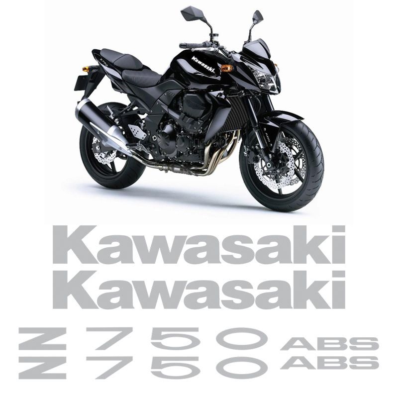 Kit Adesivos Moto Kawasaki Z750 2010 Abs Emblemas Cinza Completo