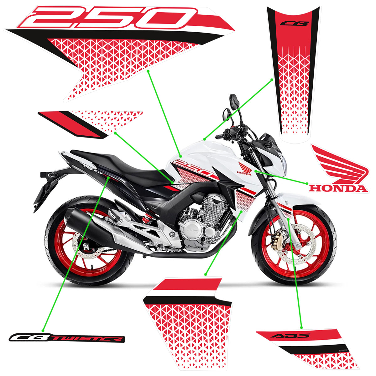 Kit Adesivos Para Honda CB 250 Twister 2022 Moto Branca