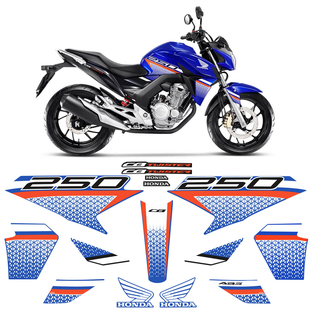 Kit Adesivos Para Moto Honda CB 250 Twister 2022 Faixas