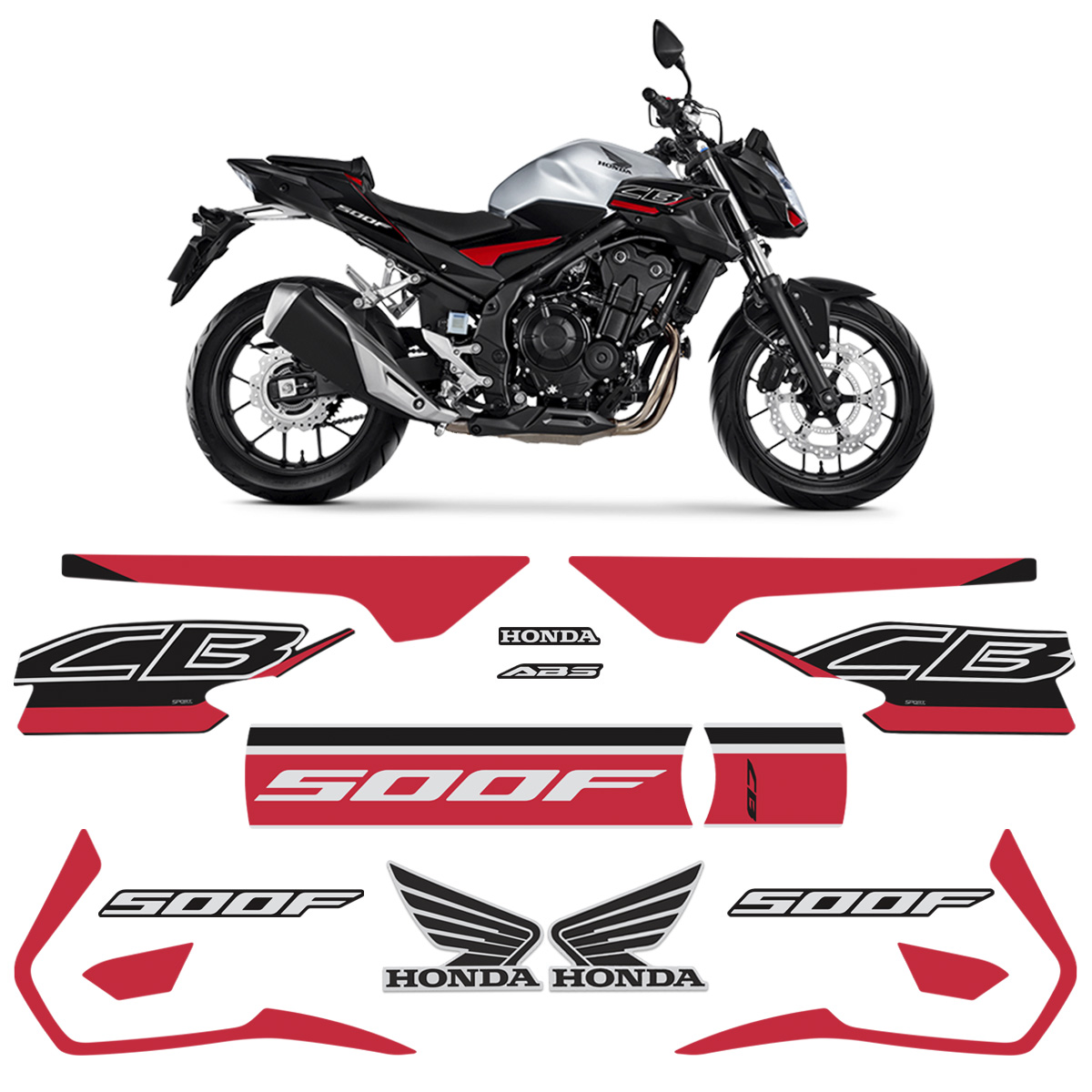Kit Adesivos Para Moto Honda CB 500F 2020/2021 Faixas Tanque