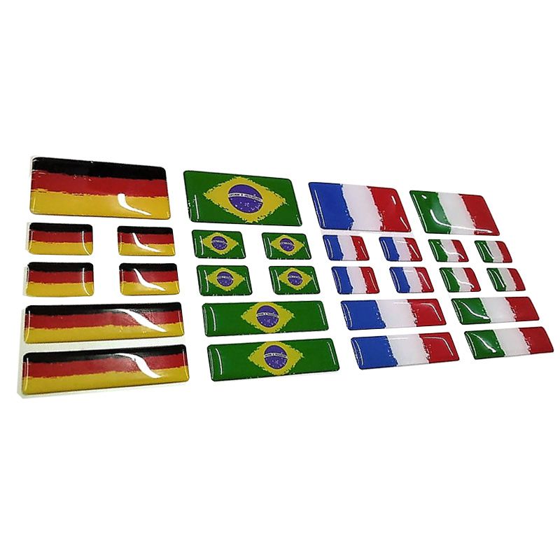Kit Adesivos Resinados Bandeira França Placa Coluna Traseira
