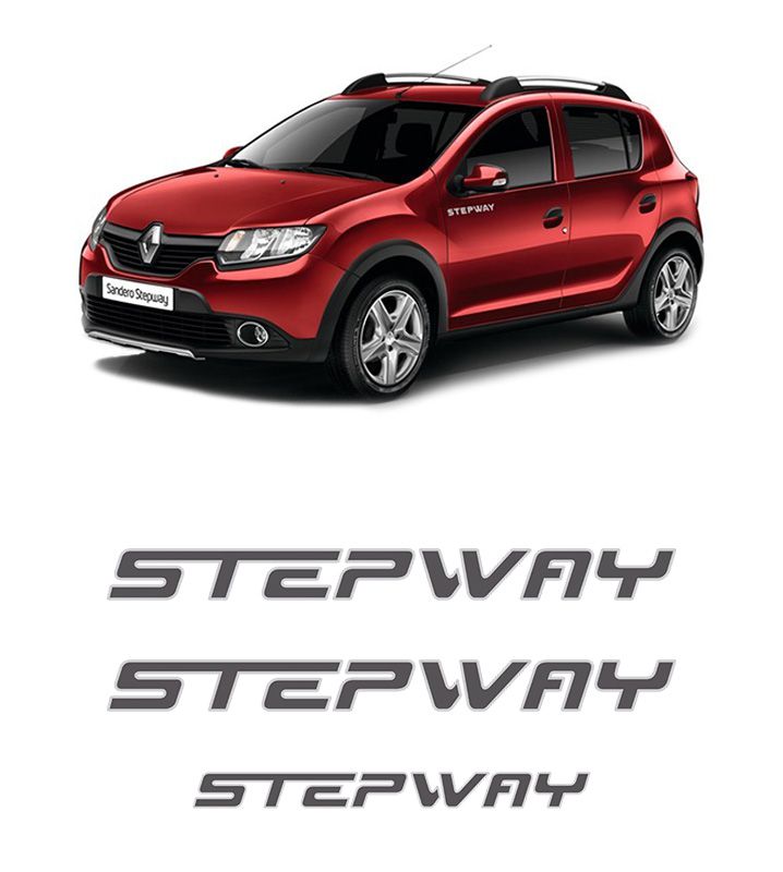 Kit Adesivos Renault Sandero Stepway 2012/2014 Lateral e Traseiro Grafite