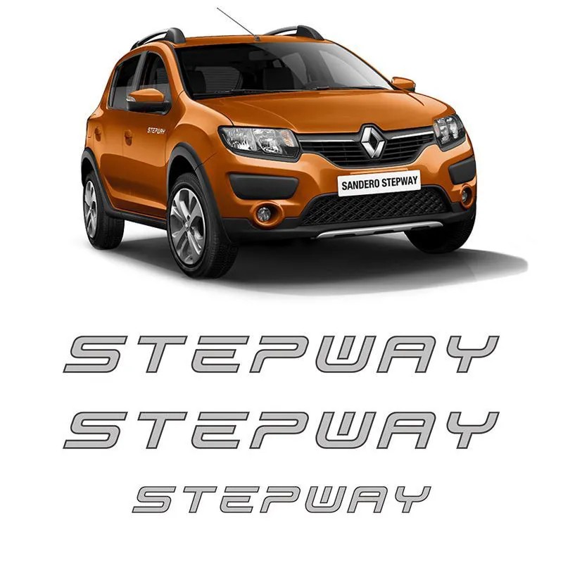 Kit Adesivos Renault Sandero Stepway 2015/2019 Lateral e Traseiro Prata