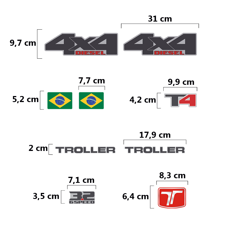 Kit Adesivos Troller T4 2015 Até 2019 4x4 Diesel 3.2 6speed