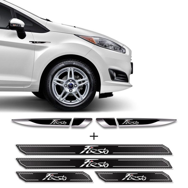 Kit Aplique Lateral Ford New Fiesta 2011/2019 + Soleira Da Porta Protetora