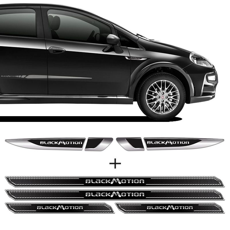 Kit Aplique Lateral Fiat Punto Blackmotion 2014/2017 + Soleira Protetora