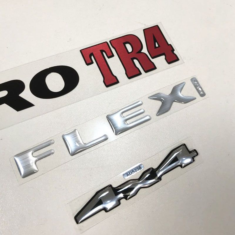 Kit Emblemas Pajero Tr4 Flex 4x4 Cinza Adesivos Resinados
