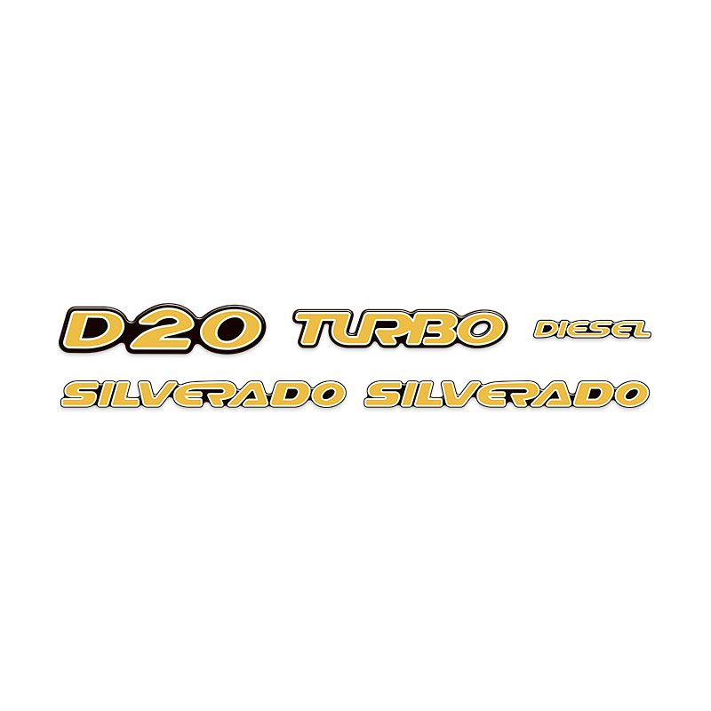 Kit Emblemas Resinados Silverado D20 2000/2001 Turbo Diesel Gm