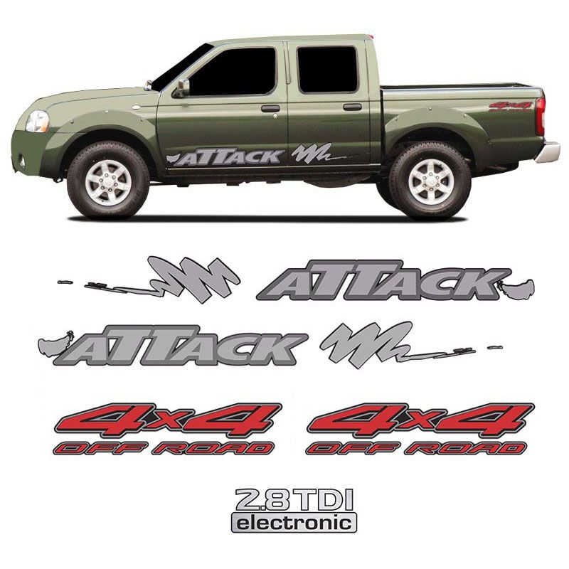 Kit Faixa Attack Nissan Frontier 2003/2008 4x4 Off Road 2.8 Tdi Cinza
