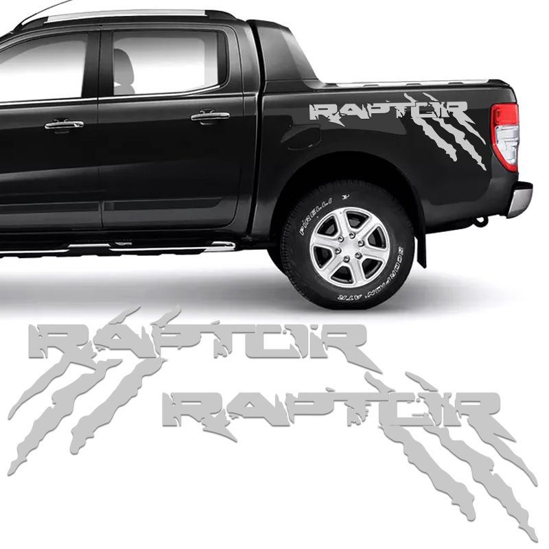 Kit Faixa Ford Ranger Raptor 2013/2022 Adesivo Lateral Cinza