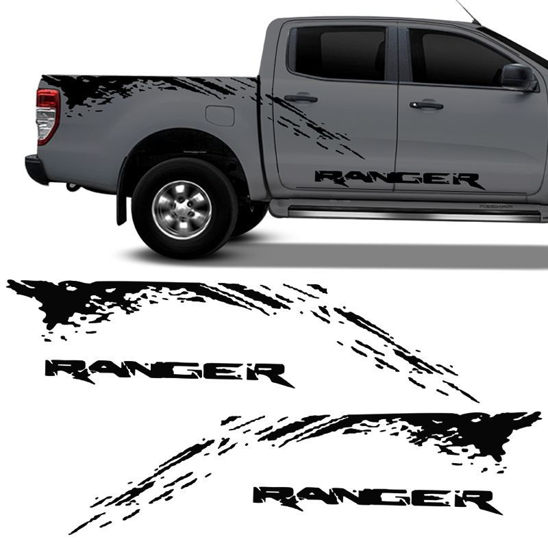 Kit Faixa Ford Ranger 2013/2022 Adesivo Lateral Preto