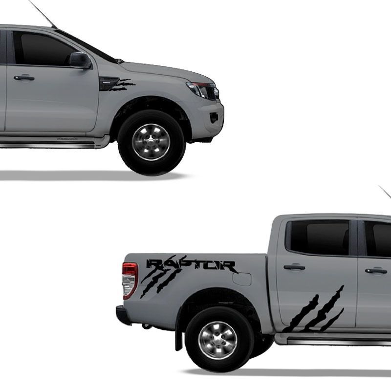Kit Faixa Ford Ranger Raptor 2013/2022 Adesivo Preto + Soleira Com Protetor