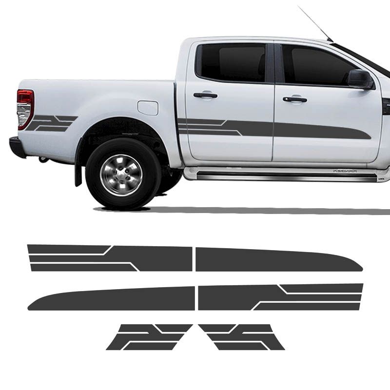 Kit Faixa Ford Ranger Sport 2013/2022 Adesivo Grafite Cabine Dupla