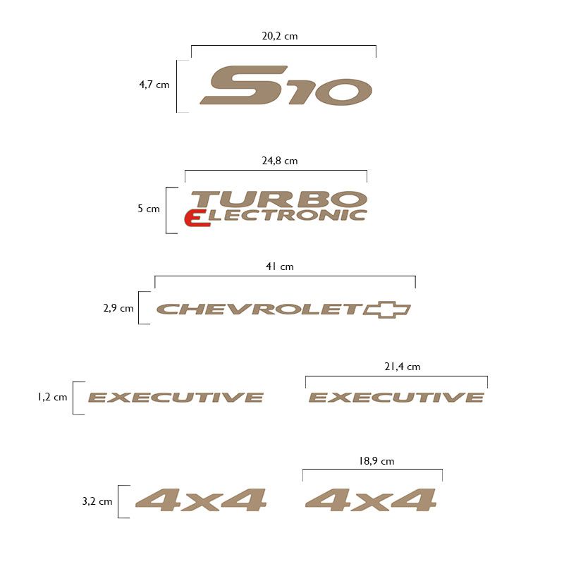 Kit Faixas S10 Executive 2006/2008 Chevrolet Adesivos Resinados