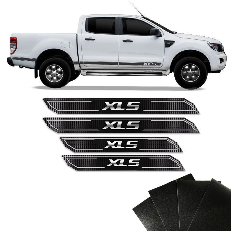 Kit Soleira Diamante Ford Ranger XLS 2013/2022 Com Protetor de Porta