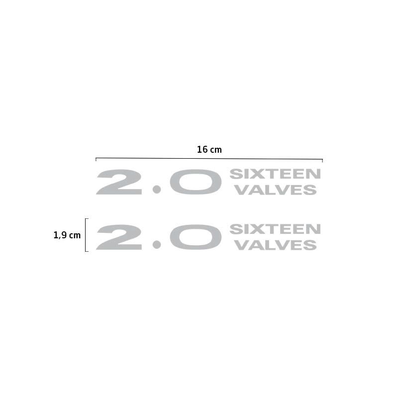 Par Adesivos 2.0 Sixteen Valves Cinza Pajero Tr4 2.0 Emblema