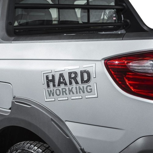 Par Adesivos Hard Working Fiat Strada 2014/2020 Modelo Original