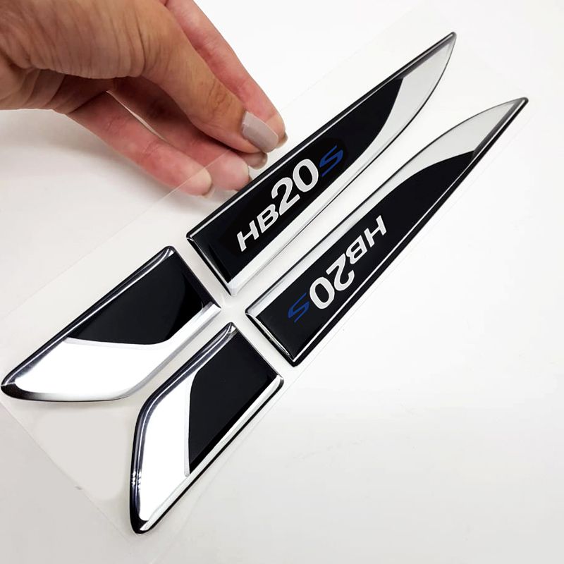 Par Aplique Lateral Hyundai HB20s Sedan 2013/2022 Emblema Cromado Resinado