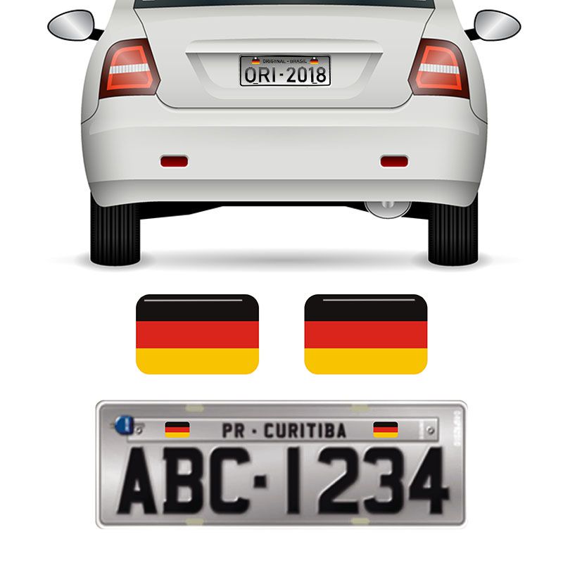 Par Bandeiras Alemanha Placa De Carro Moto Adesivo Resinado