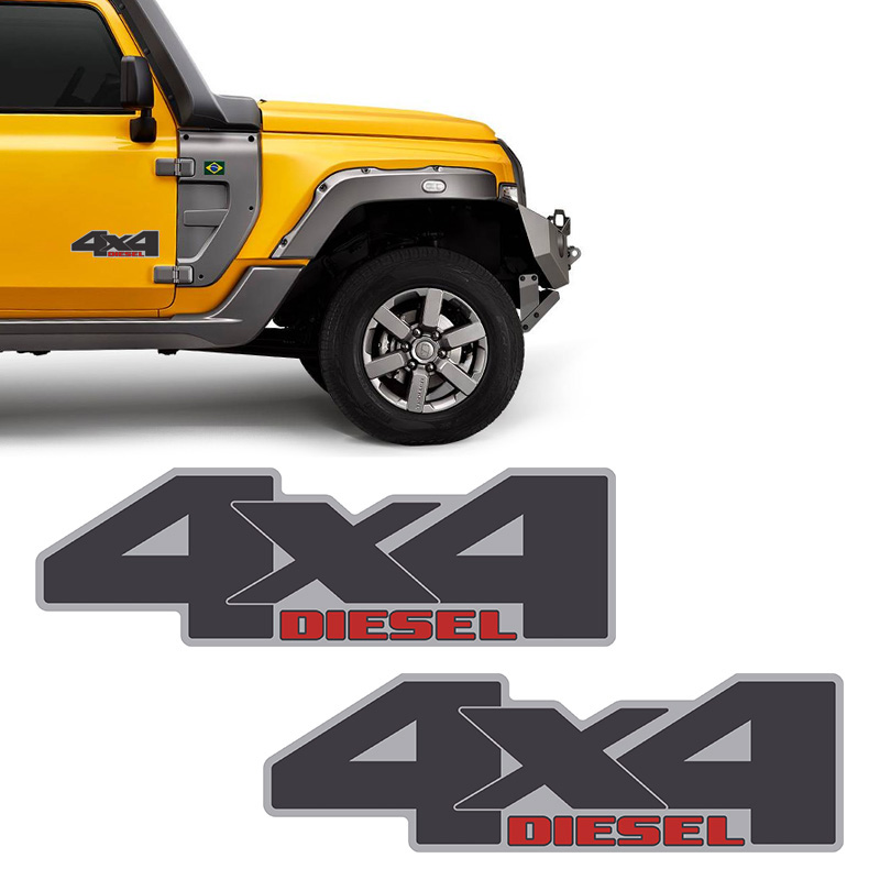 Par De Adesivos 4x4 Diesel Troller 2015/2019 Emblema Lateral