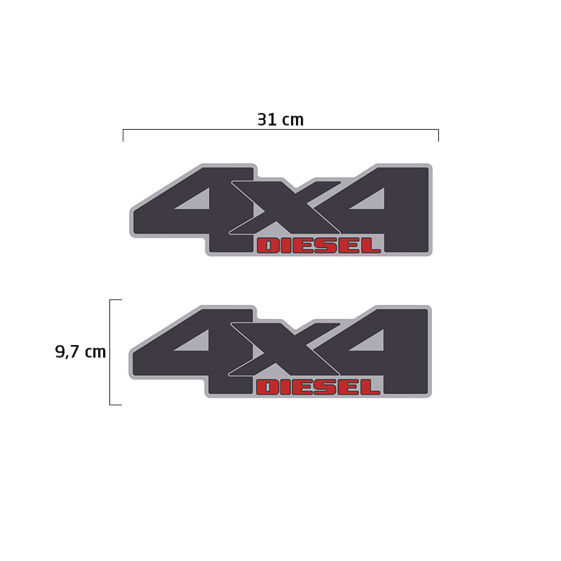 Par De Adesivos 4x4 Diesel Troller 2015/2019 Emblema Lateral