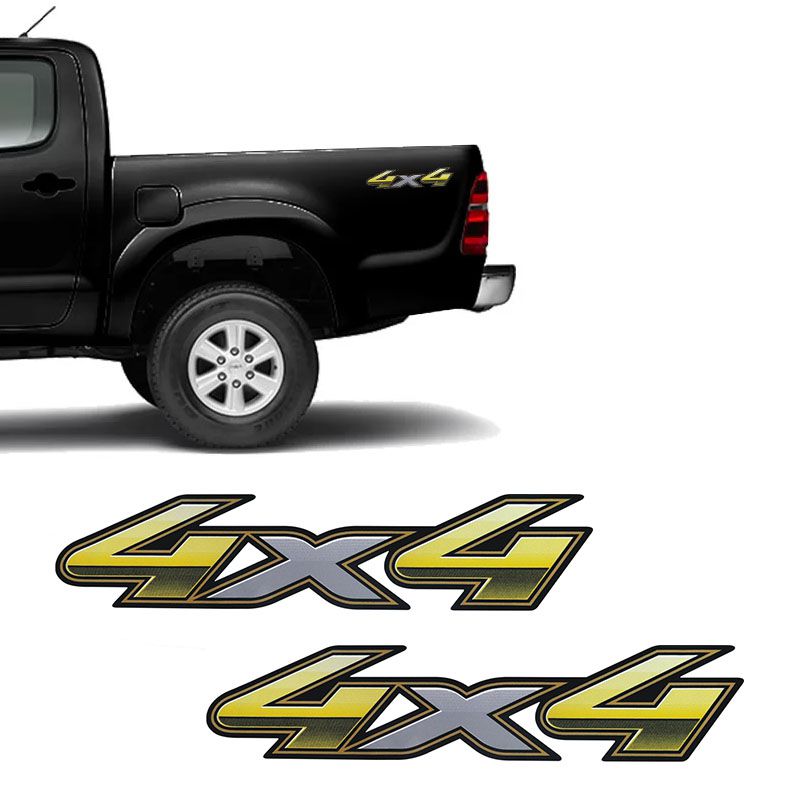 Par De Adesivos 4x4 Toyota Hilux Flex 2013/2015 Dourado
