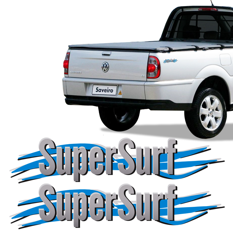 Par De Adesivos Super Surf Saveiro 2003/2008 Cinza