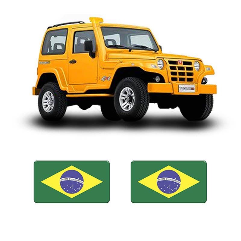 Par de Adesivos Troller 1999/2021 Resinados Bandeiras do Brasil