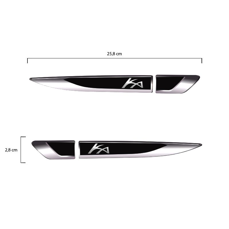 Par De Aplique Lateral Ford New Ka 2015/2021 Emblema Resinado