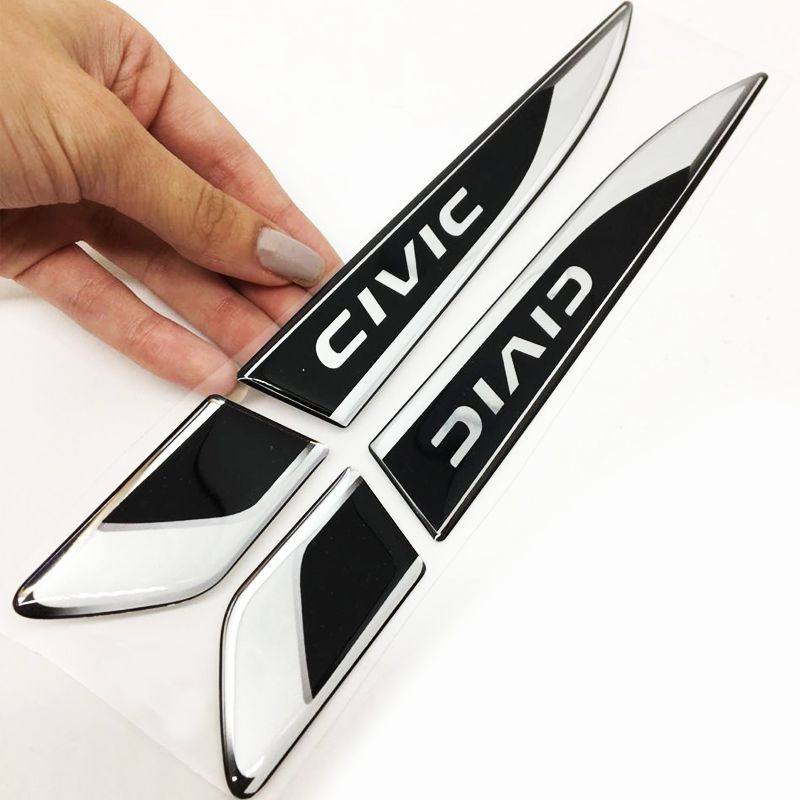 Par De Aplique Lateral Honda Civic G9/G10 2012/2021 Emblema Resinado